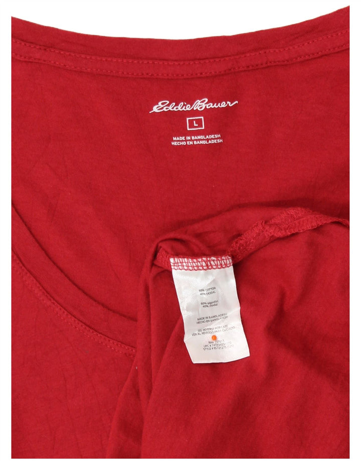 EDDIE BAUER T-Shirt Femme UK 16 Large Rouge