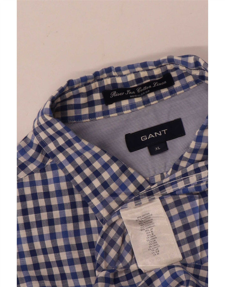 Gant Chemise à manches courtes pour hommes, coupe régulière, XL, bleu vichy, coton