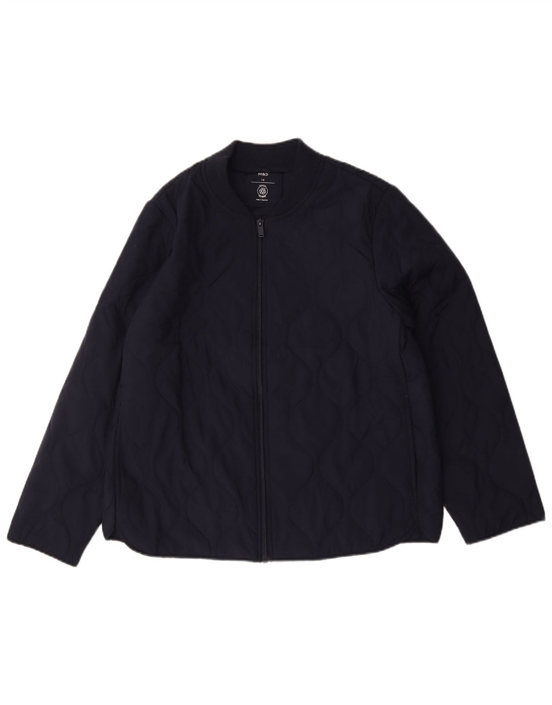 Marks & Spencer Veste matelassée pour femme UK 14 Large Bleu Marine Polyester