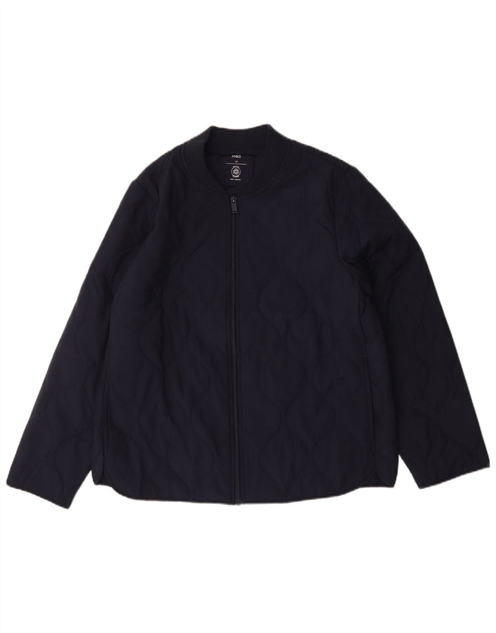 Marks & Spencer Veste matelassée pour femme UK 14 Large Bleu Marine Polyester