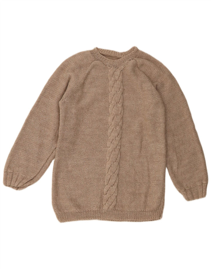 vintage Femme Bateau Cou Jumper Pull UK 12 Beige Moyen