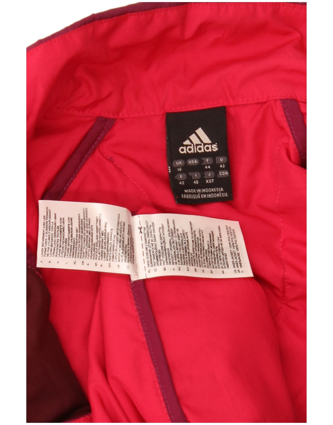 Adidas Doublure rembourrée pour femme UK 16 Large Bordeaux Polyester