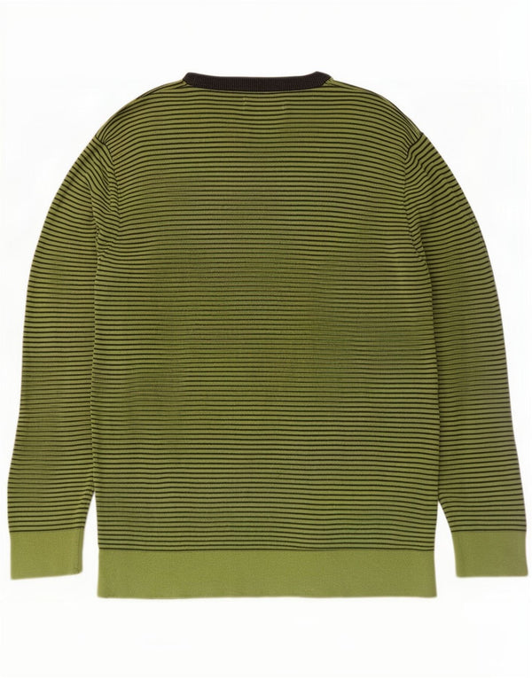 Pierre Cardin Pull col bateau pour homme en coton à fines rayures vertes