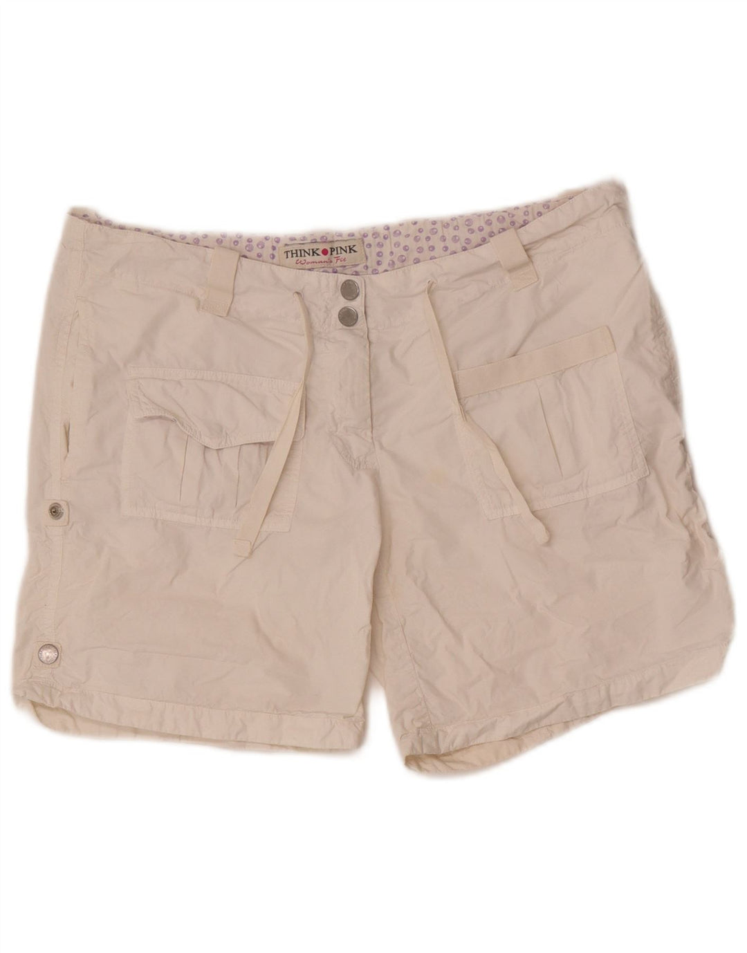 Think Pink Short Cargo Femme W30 Coton Blanc Moyen
