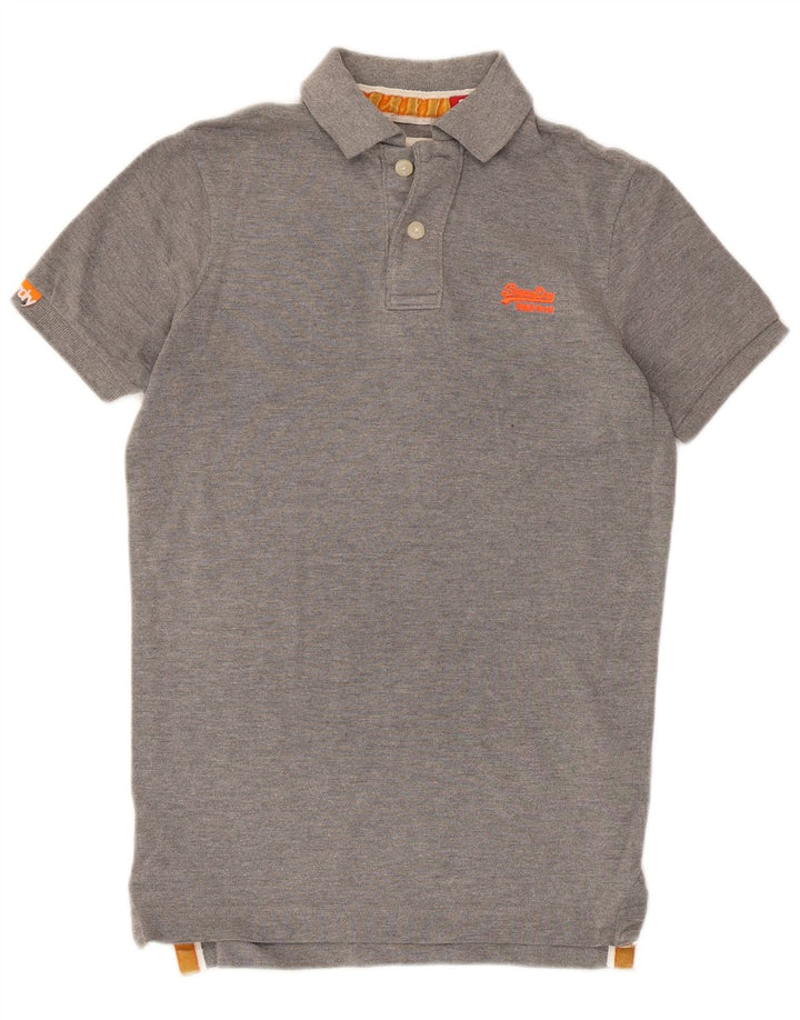 Superdry Polo Homme Petit Gris Coton