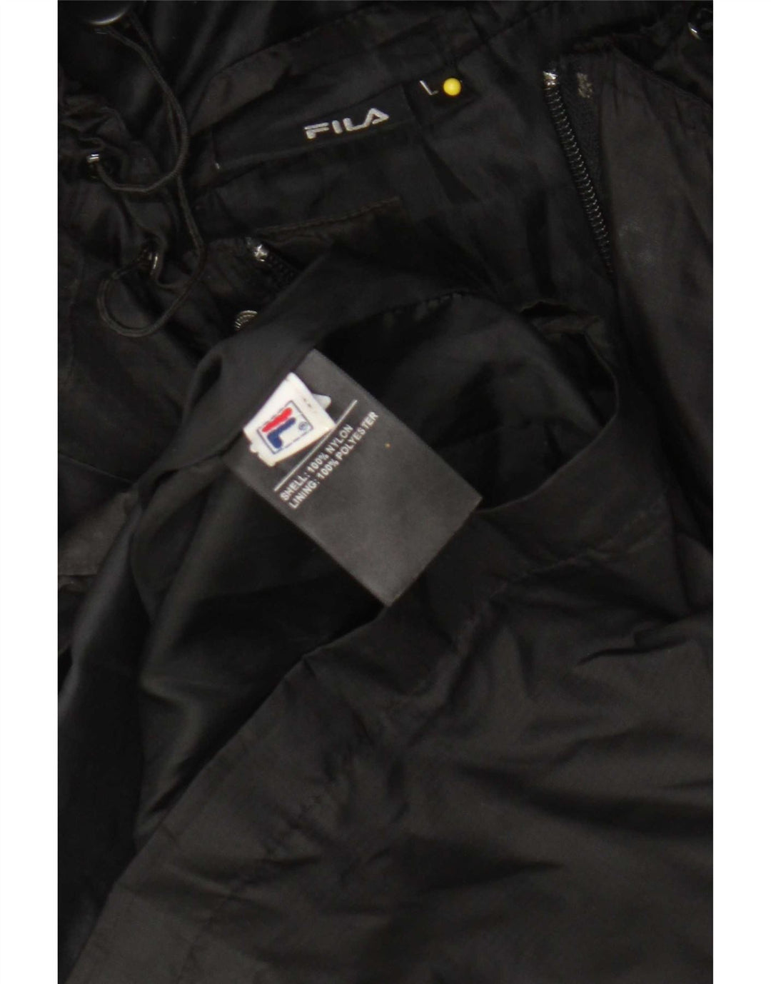 Fila Veste de pluie à capuche pour homme UK 40 Large Noir Nylon