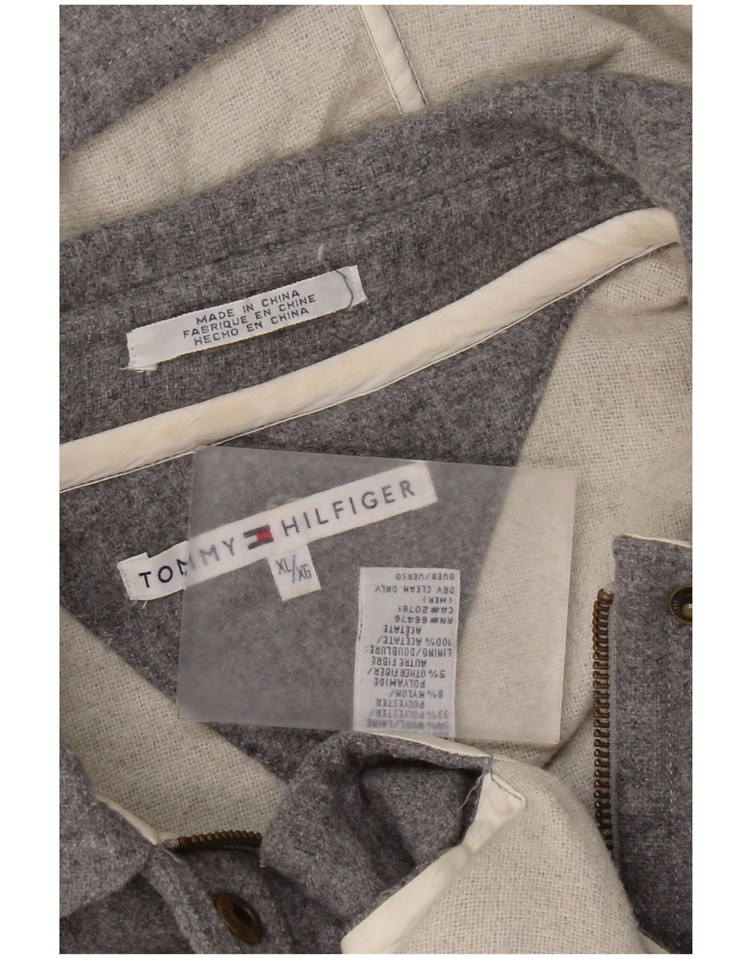 Tommy Hilfiger Manteau à capuche pour femme UK 18 XL Gris Laine