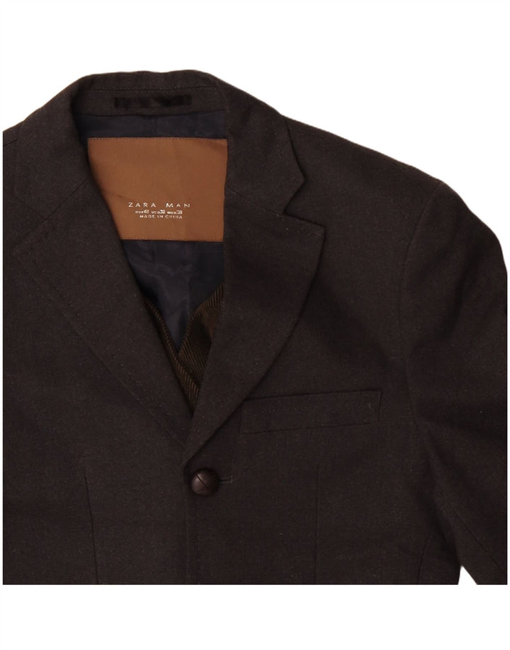 ZARA Veste blazer à 3 boutons pour homme EU 48 Gris moyen Polyester