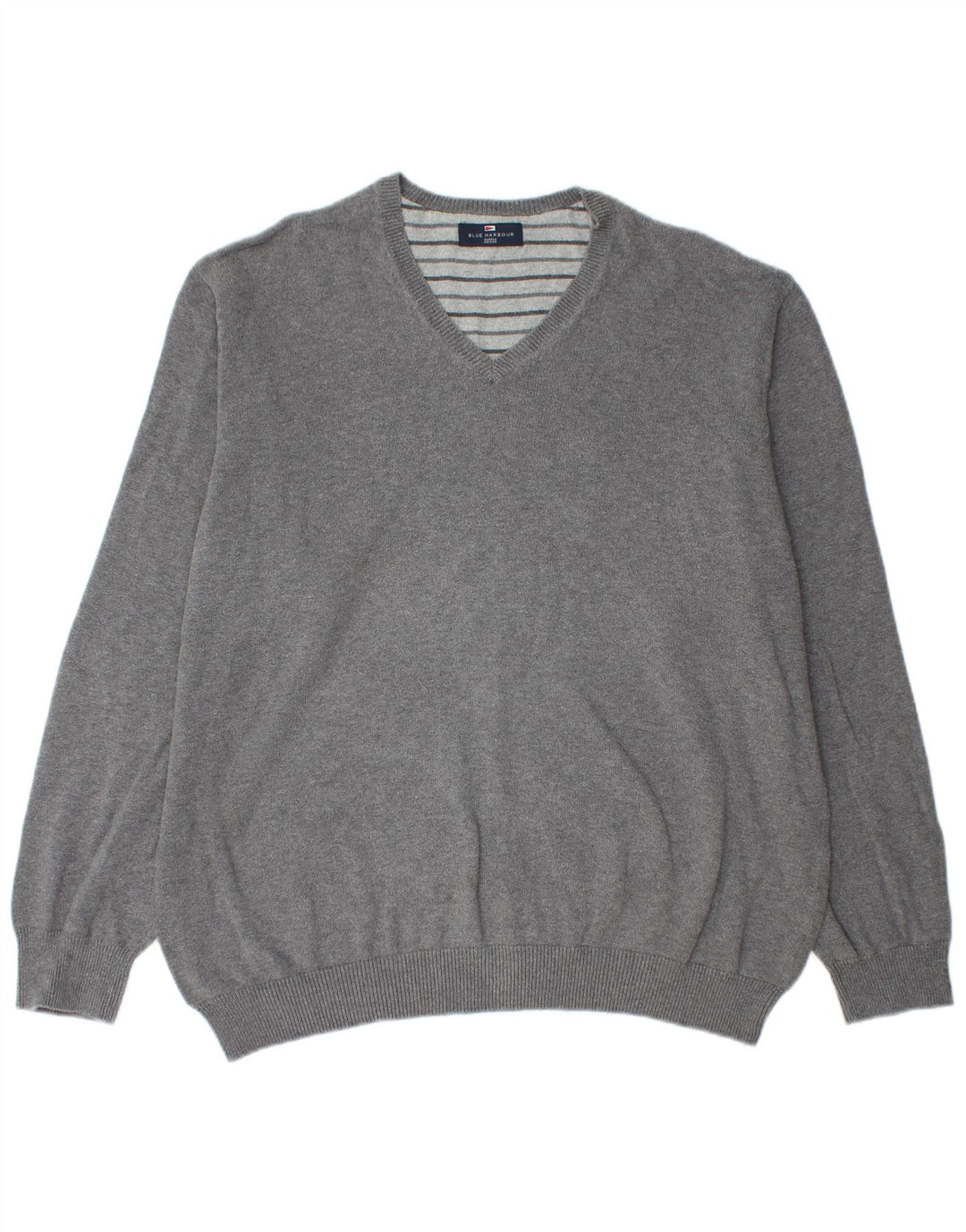 Marks & Spencer Pull à col en V Blue Harbour pour homme 2XL Gris Coton
