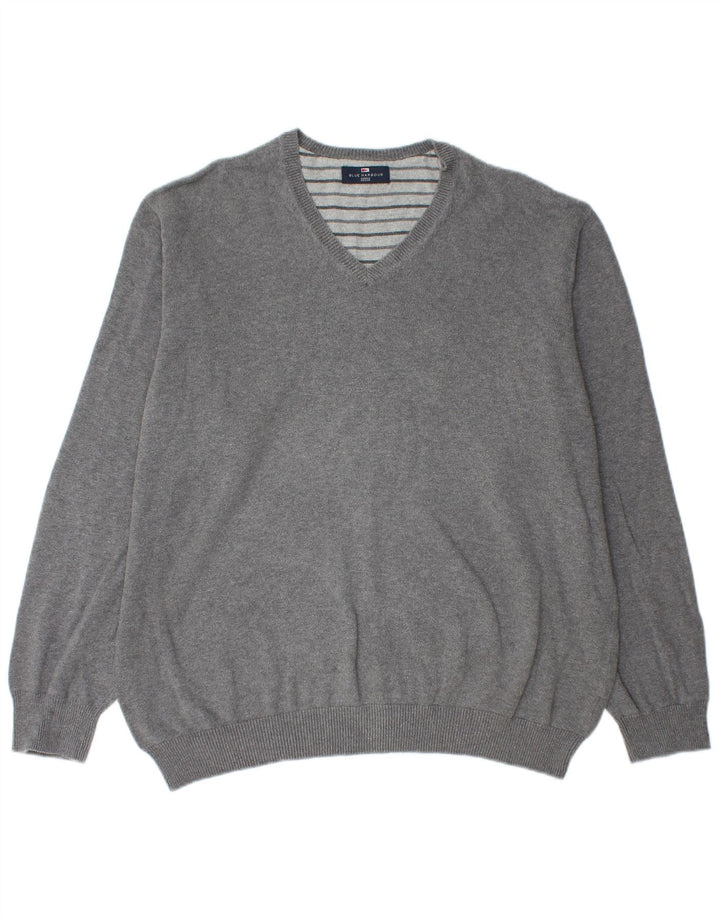 Marks & Spencer Pull à col en V Blue Harbour pour homme 2XL Gris Coton