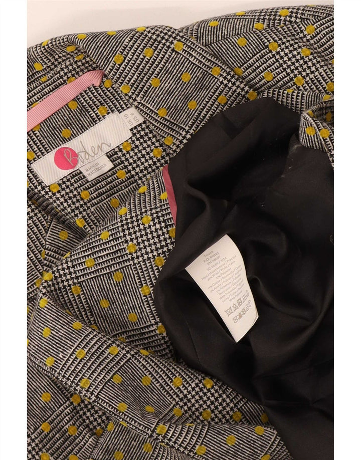 Veste blazer à double boutonnage Boden pour femme UK 10 Petite laine à pois gris