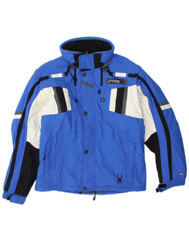 Spyder Veste de ski à capuche pour garçon 15-16 ans XL Bleu Colorblock Polyester