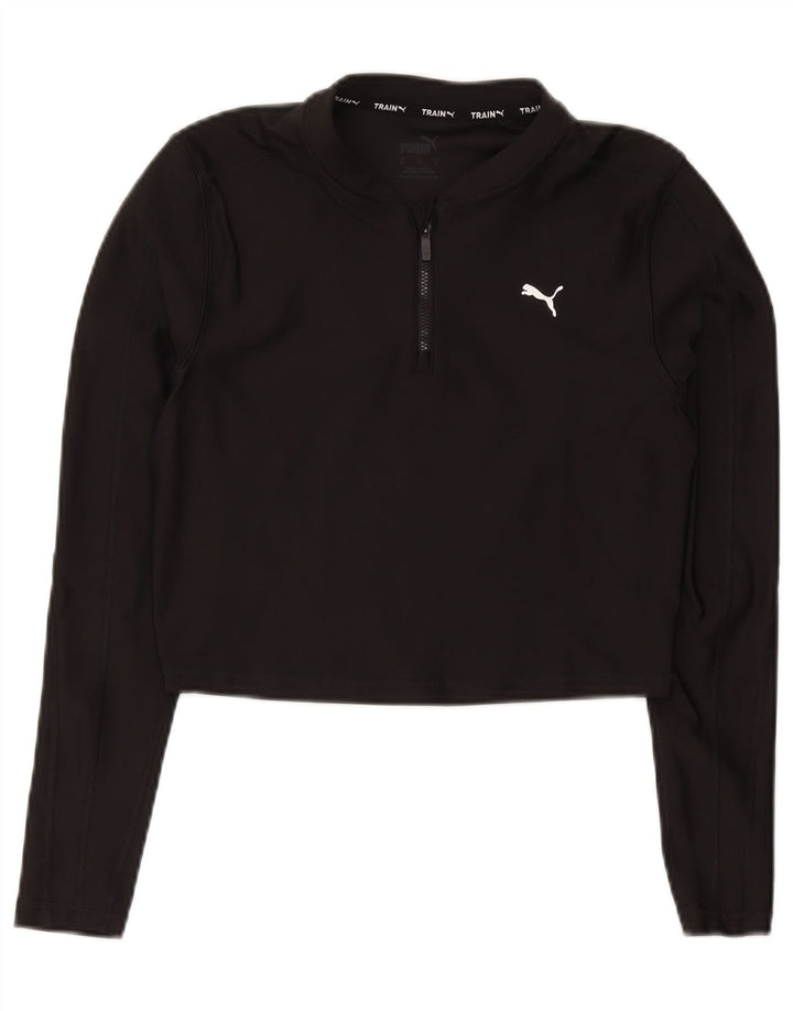 Puma Haut de survêtement court à col zippé pour femme UK 12 Noir moyen