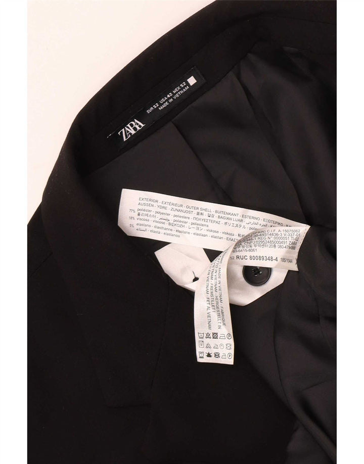 Zara Veste blazer à 2 boutons pour homme EU 52 Large Noir Polyester