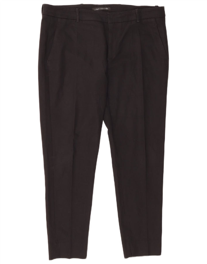 Pantalon Chino Slim Femme Zara XL W32 L28 Noir Polyester