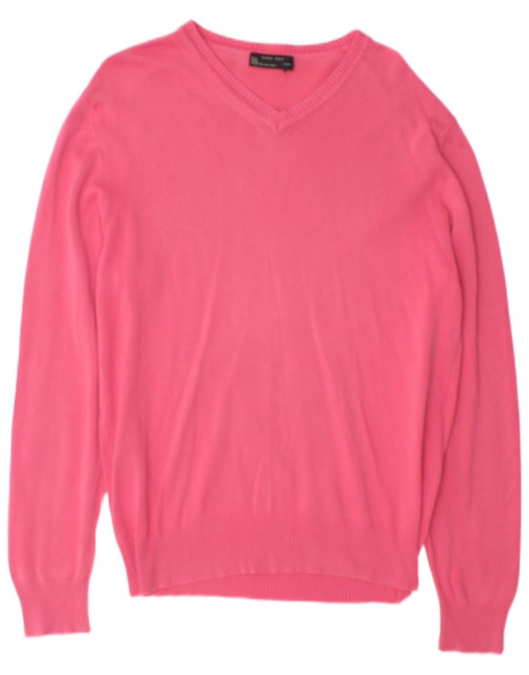 Zara Pull Col V Homme Rose Moyen Coton