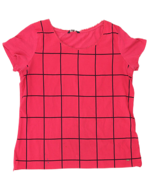 Tommy Hilfiger T-shirt graphique pour femme UK 14 Large Rose Géométrique