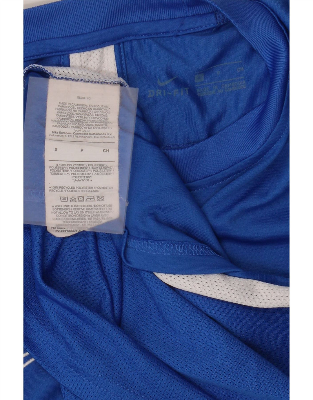 Nike Hommes Dri Fit T-Shirt Haut Petit Bleu Colorblock Polyester