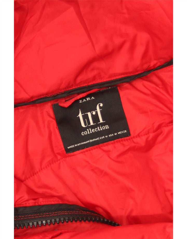 Zara Femme Trafaluc Veste matelassée surdimensionnée à capuche UK 14 Rouge moyen