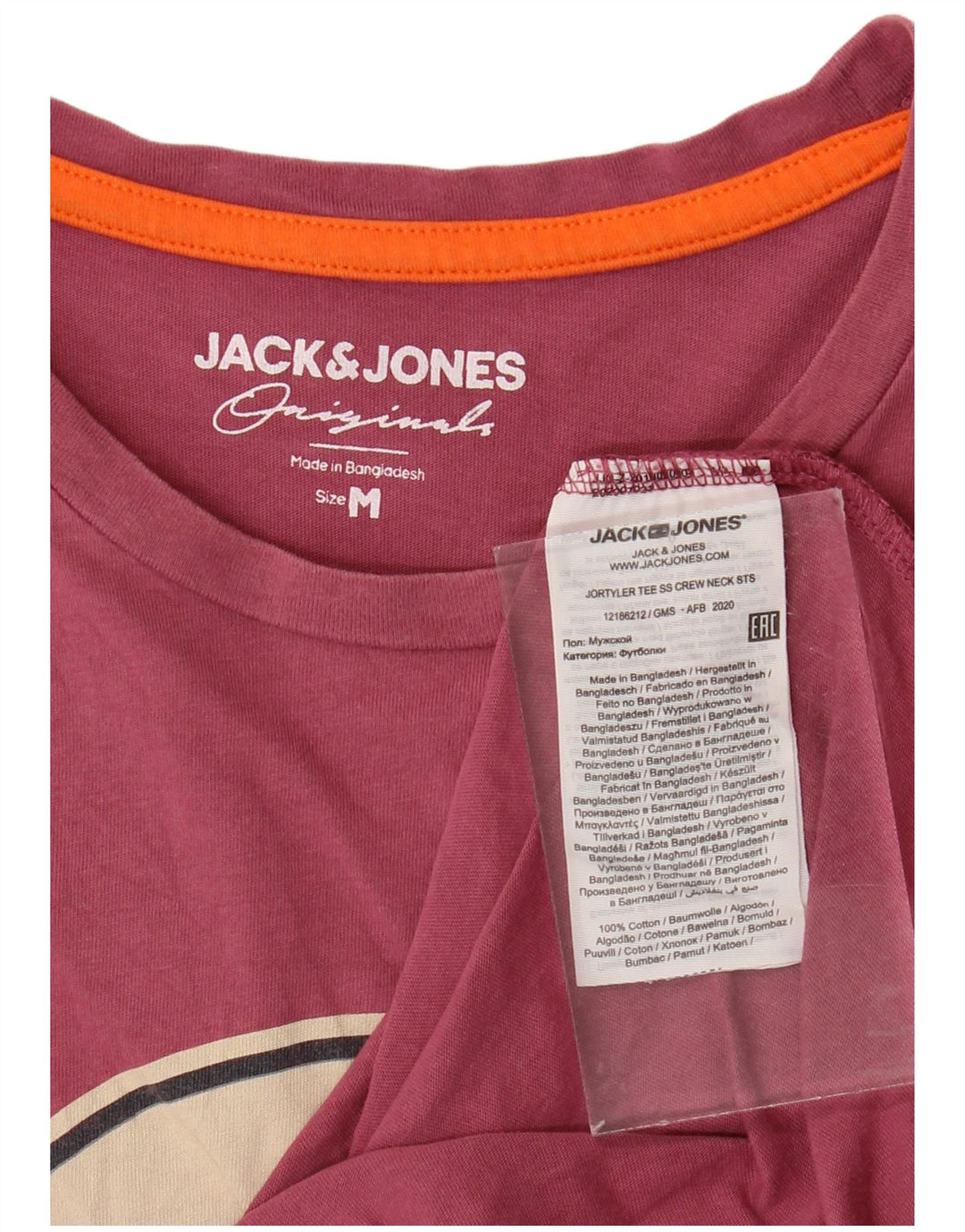 JACK & JONES T-Shirt Graphique Homme Bordeaux Moyen Coton