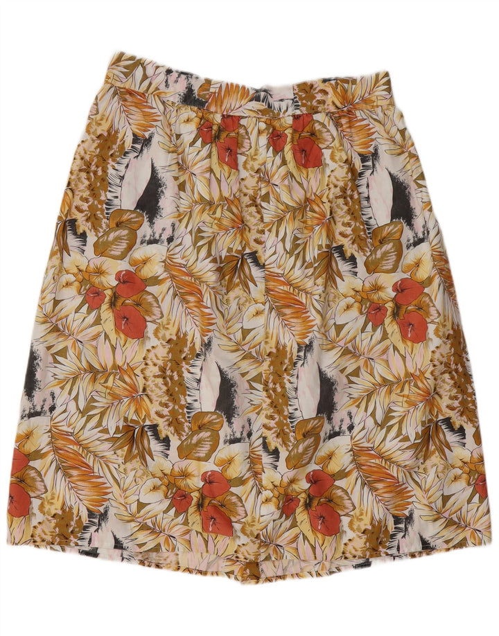 VINTAGE Jupe trapèze femme W34 Grand motif floral multicolore