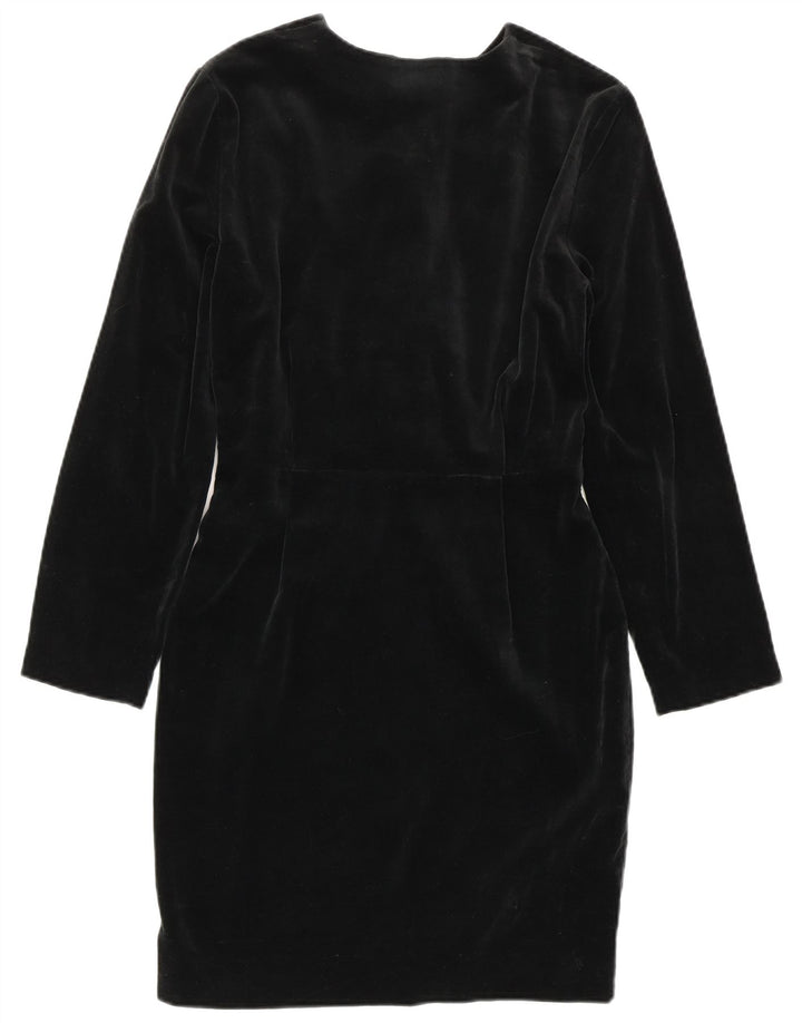 SISLEY Robe fourreau en velours pour femme UK 6 XS Noir Coton