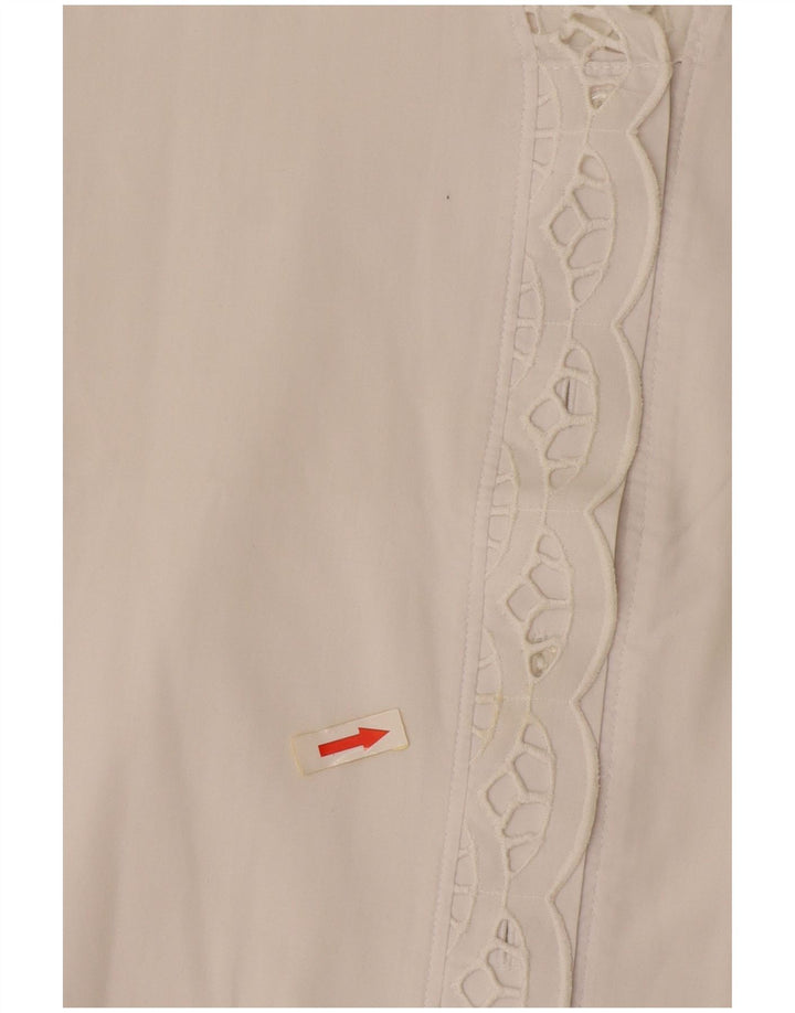 vintage Femme Chemise À Manches Courtes Blouse EU 38 Blanc Moyen