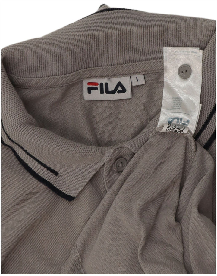 Fila Polo à manches longues homme gris coton grand