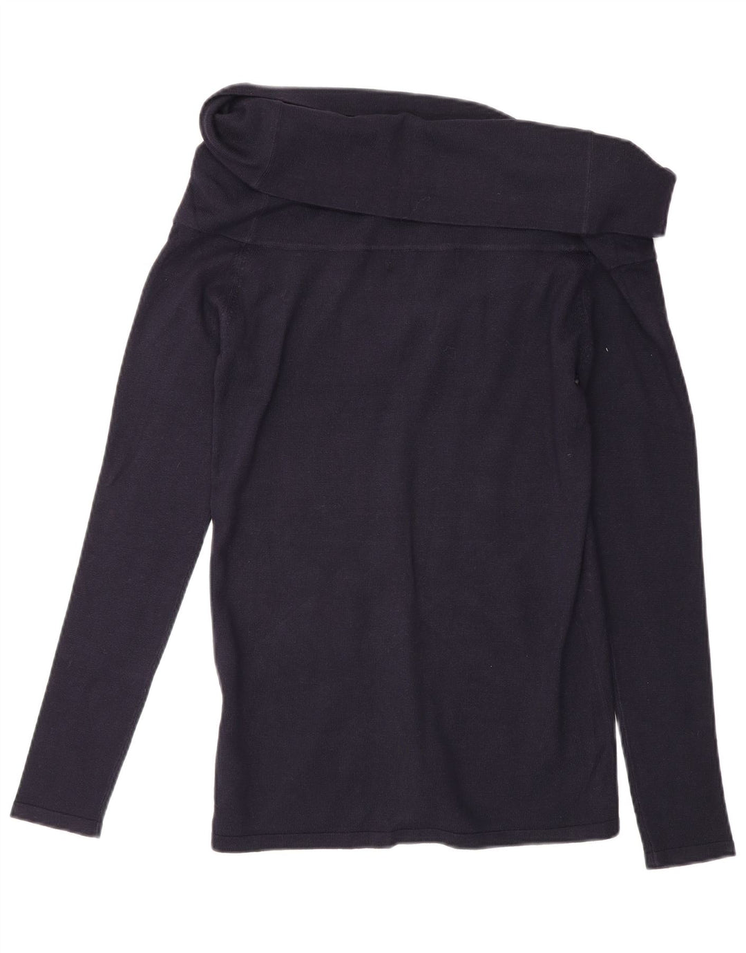 Zara Femme Top Manches Longues UK 14 Large Bleu Marine Viscose