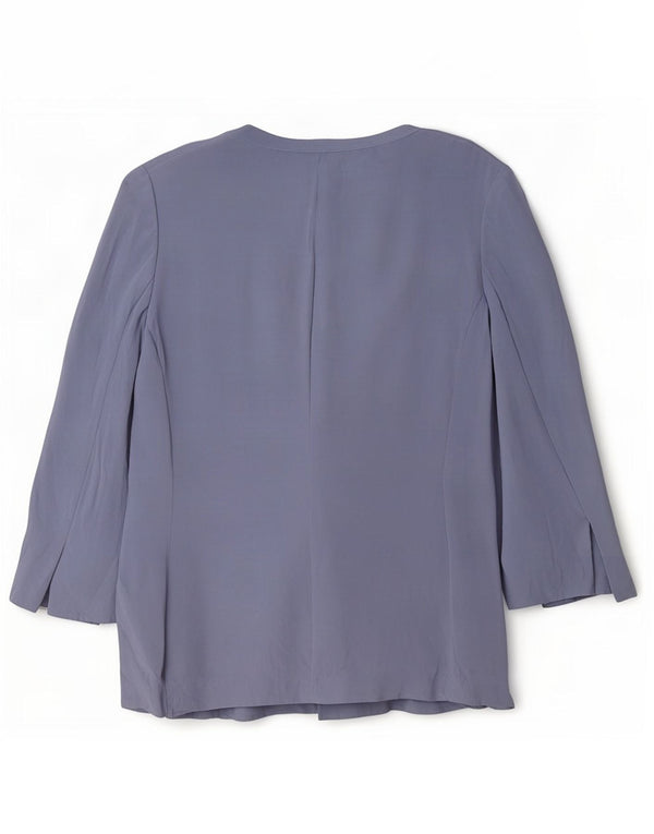 Luisa Spagnoli Haut Cardigan Femme UK 14 Soie Bleu Moyen