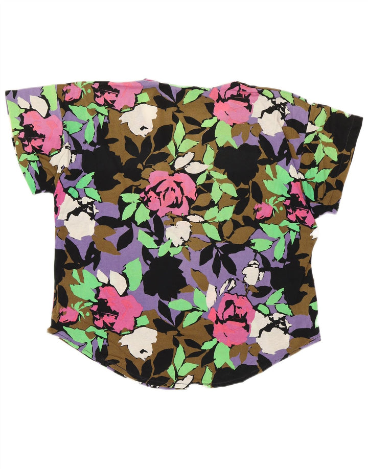 vintage Womens Blouse Top UK 16 Grand Floral Multicolore