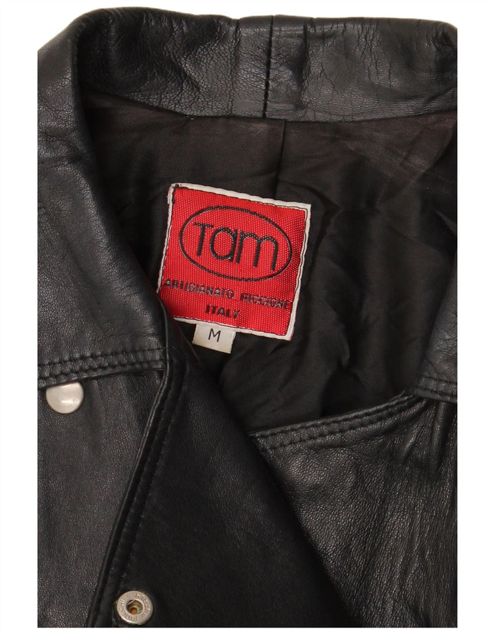Veste motard en cuir femme vintage UK 14 Noir Moyen