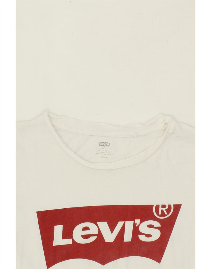 LEVI'S Womens Graphic T-Shirt Top UK 12 Medium White Cotton Vintage Levi's and Second-Hand Levi's from Messina Hembry 