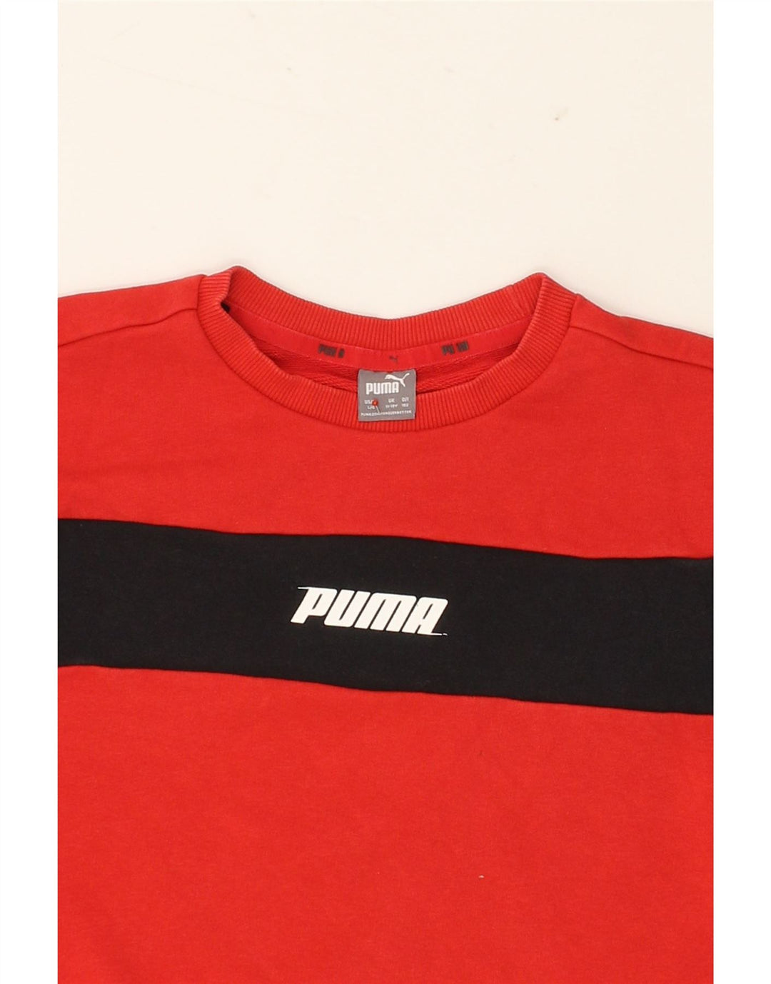 PUMA Boys Sweatshirt Jumper 11-12 Years Red Colourblock Cotton Vintage Puma and Second-Hand Puma from Messina Hembry 