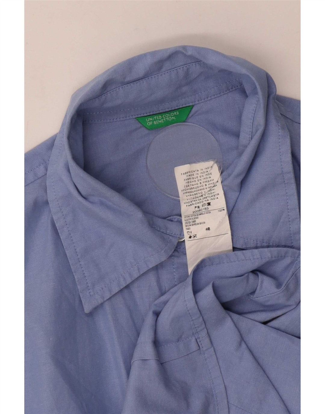 Benetton Chemise Femme UK 10 Petit Bleu Coton
