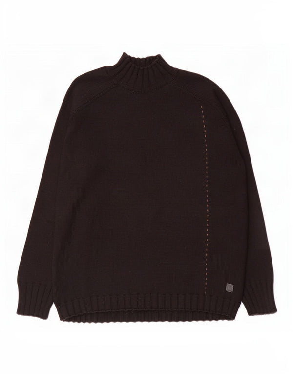 Trussardi Jeans Pull Col Roulé Homme Large Noir Laine