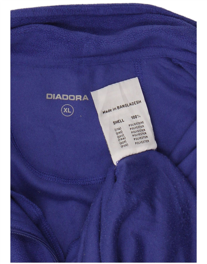 Diadora Pull polaire à col zippé pour femme UK 18 XL Bleu Polyester