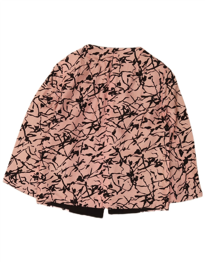 vintage Femmes Motif Abstrait 3/4 Manches Blazer Veste UK 16 Grand Rose
