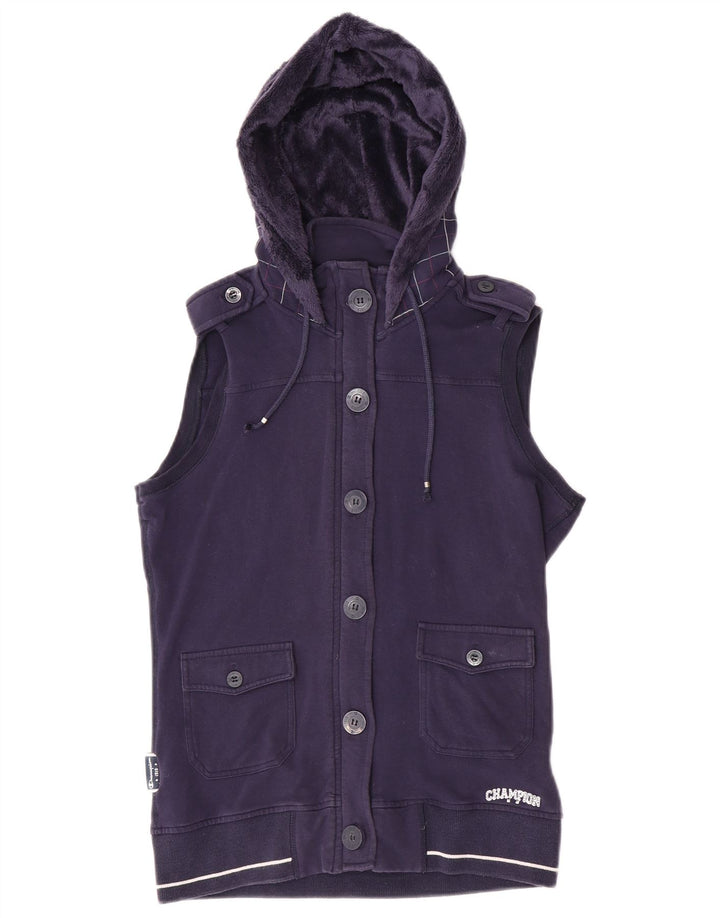 Champion Veste de survêtement à capuche pour femme UK 12 Medium Purple Check