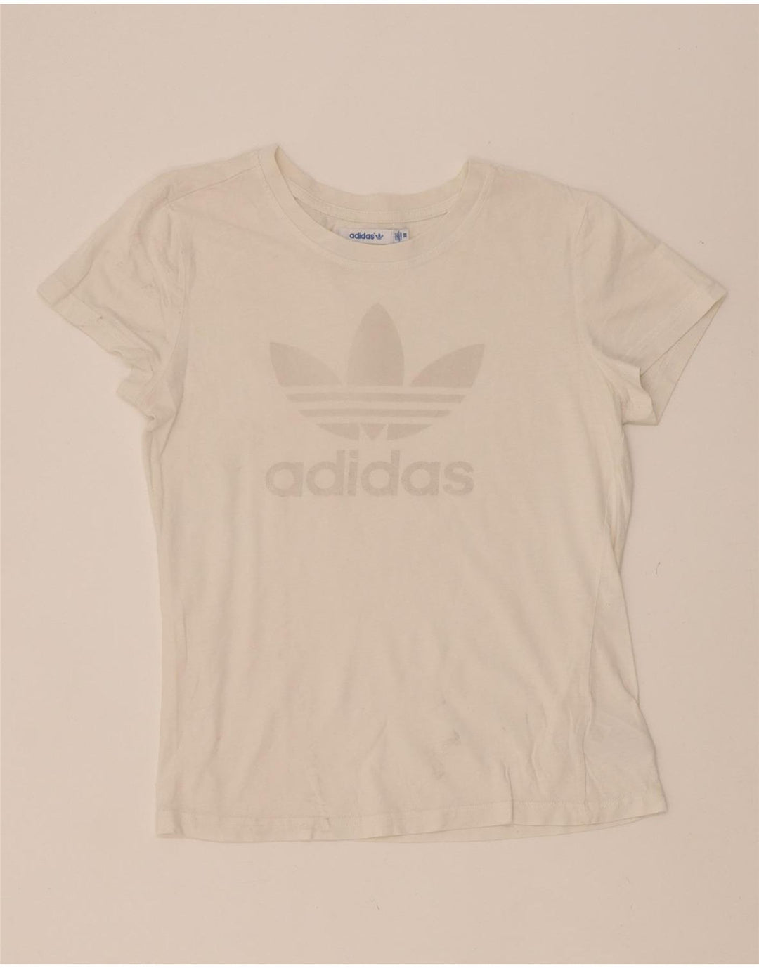 ADIDAS Womens Graphic T-Shirt Top EU 38 Medium  White Cotton Vintage Adidas and Second-Hand Adidas from Messina Hembry 