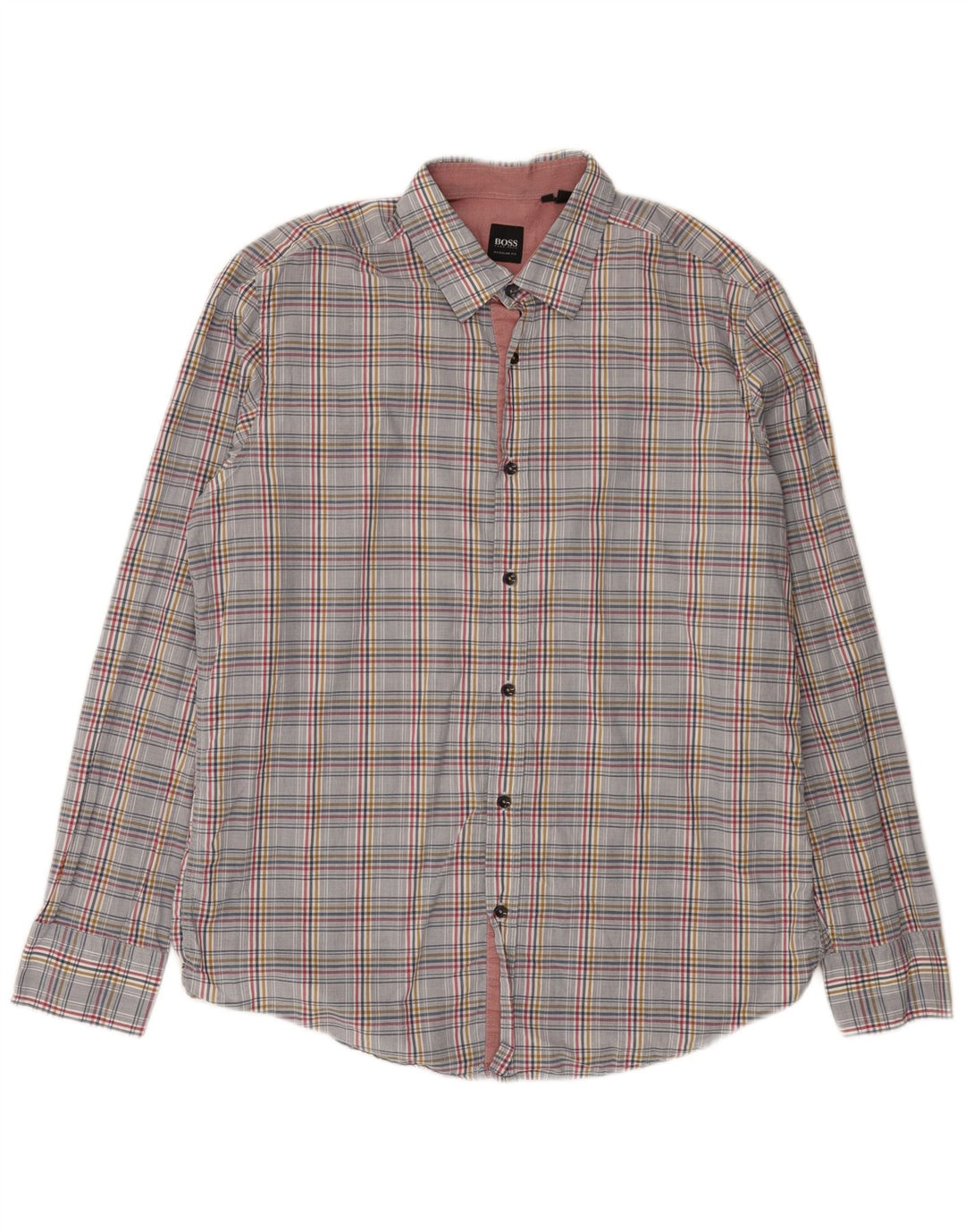 Hugo Boss Chemise Regular Fit en coton à carreaux gris grand