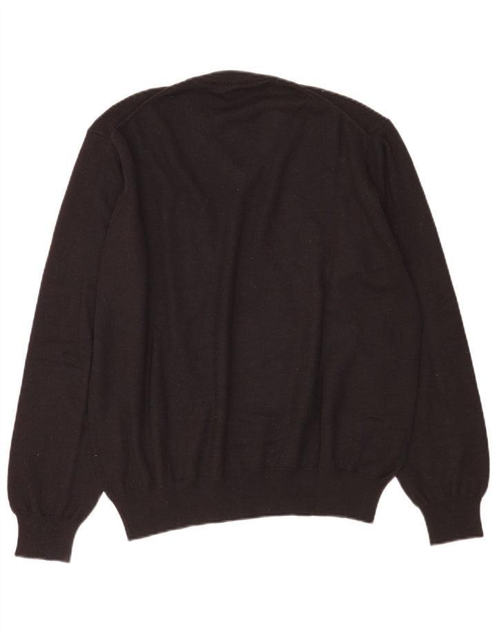 Navigare Pull col V pour homme en laine noire Taille L
