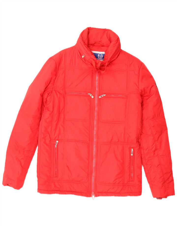 Sergio Tacchini Veste matelassée à capuche pour homme UK 38 Rouge moyen Polyester