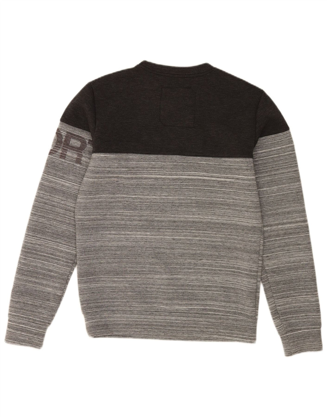 Superdry Mens Graphic Sweatshirt Jumper Small Grey Striped Polyester