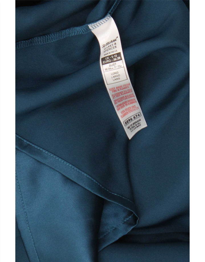 Marks & Spencer Robe Maxi pour Femme UK 8/10 Petit Bleu Polyester