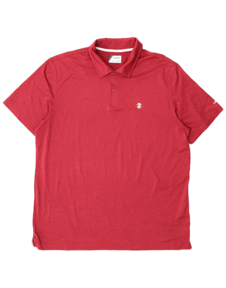Izod Polo de golf pour homme en polyester à rayures rouges