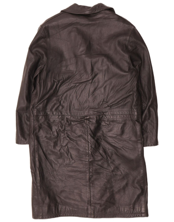 manteau en cuir femme vintage UK 14 Grand Noir