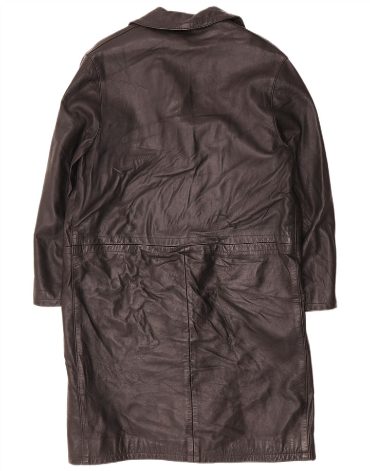 manteau en cuir femme vintage UK 14 Grand Noir
