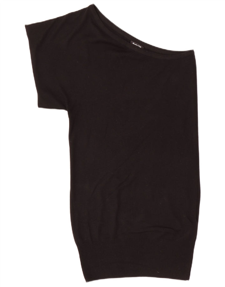Massimo Dutti Robe pull asymétrique pour femme UK 12 en soie noire moyenne