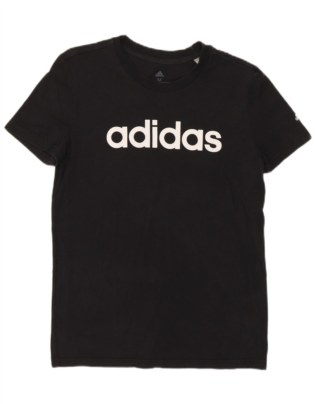 ADIDAS T-shirt graphique pour femme UK 12/14 Coton noir moyen